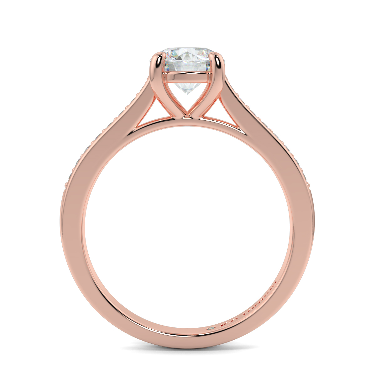 Round Shoulder Diamond  Engagement Rings