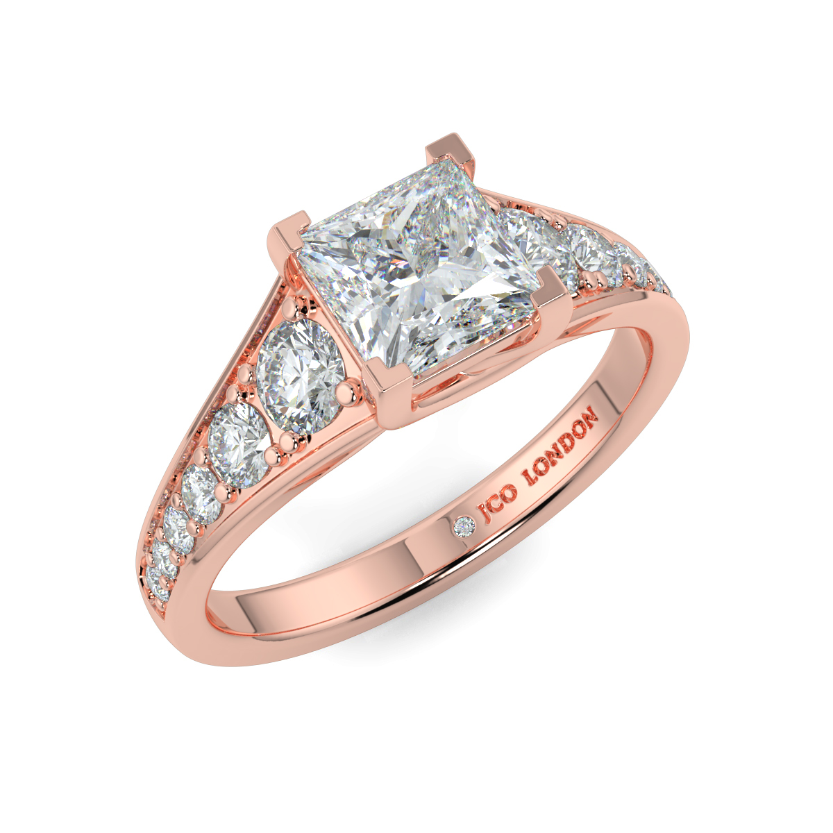Princess Shoulder Diamond  Engagement Rings