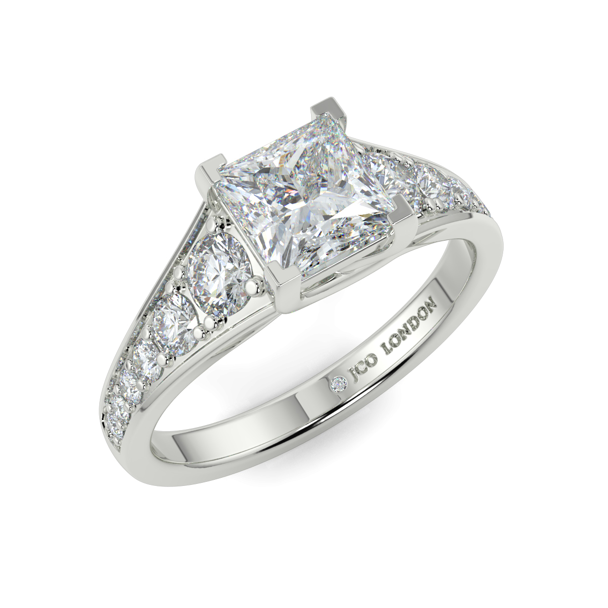 Princess Shoulder Diamond  Engagement Rings