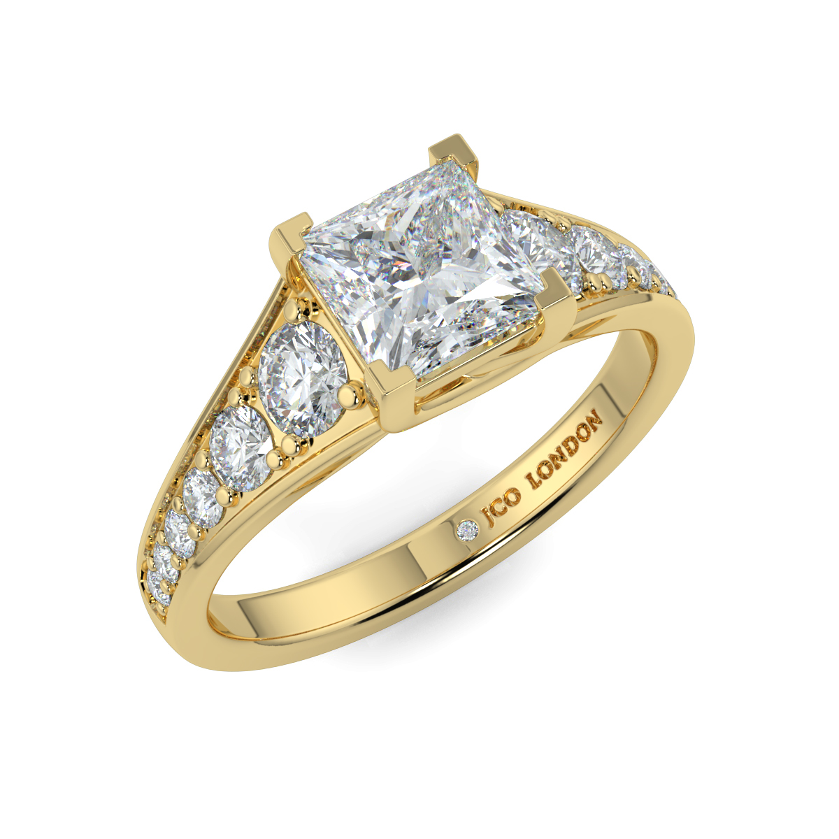 Princess Shoulder Diamond  Engagement Rings