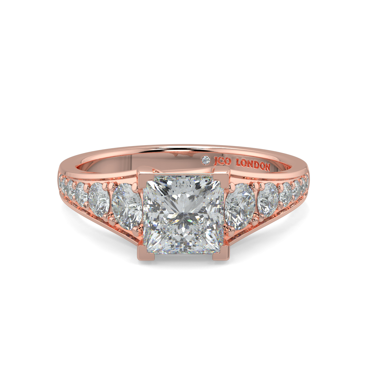 Princess Shoulder Diamond  Engagement Rings
