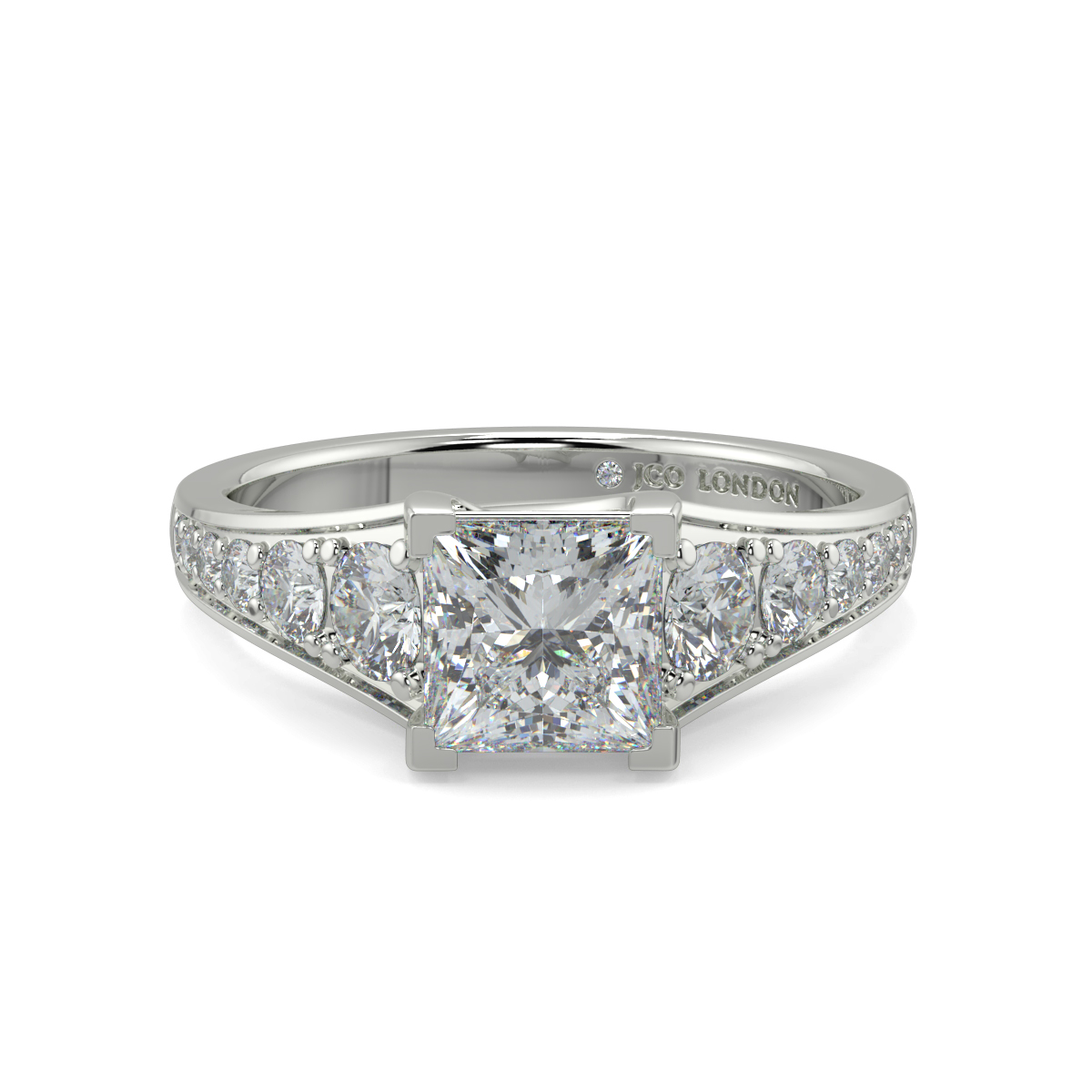 Princess Shoulder Diamond  Engagement Rings