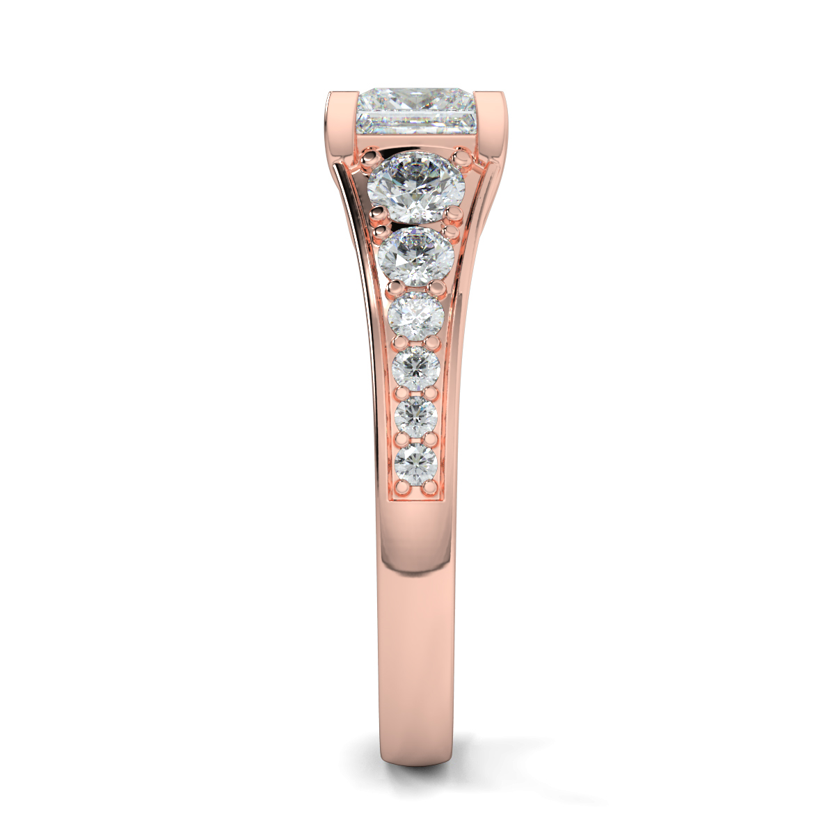 Princess Shoulder Diamond  Engagement Rings