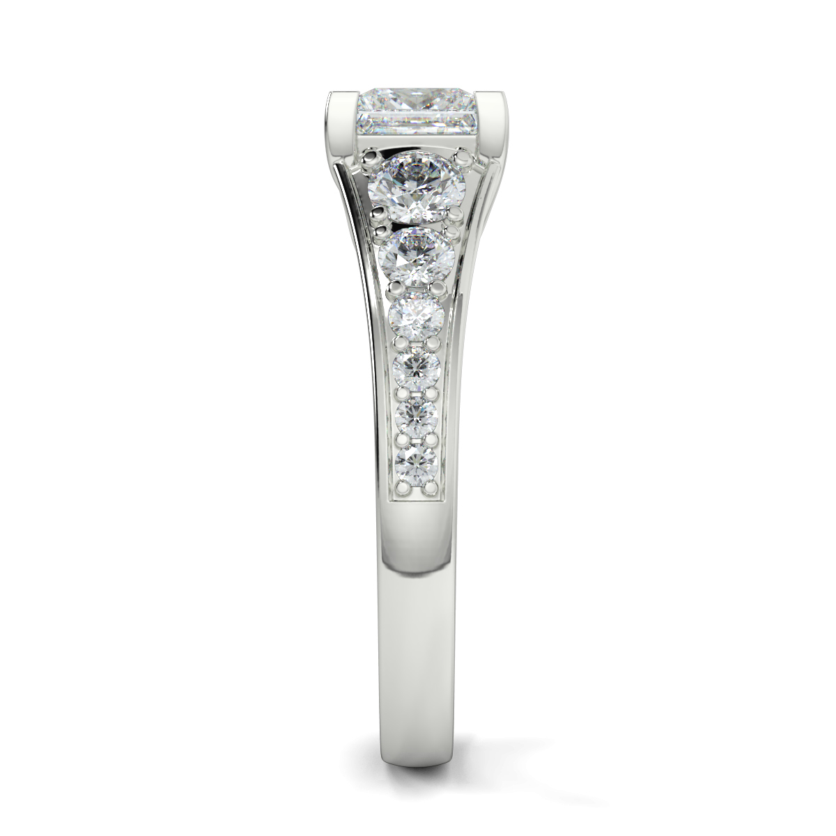 Princess Shoulder Diamond  Engagement Rings