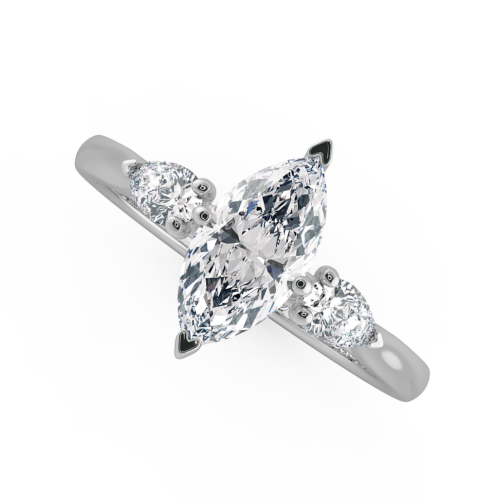 Marquise Three Stone Engagement Rings