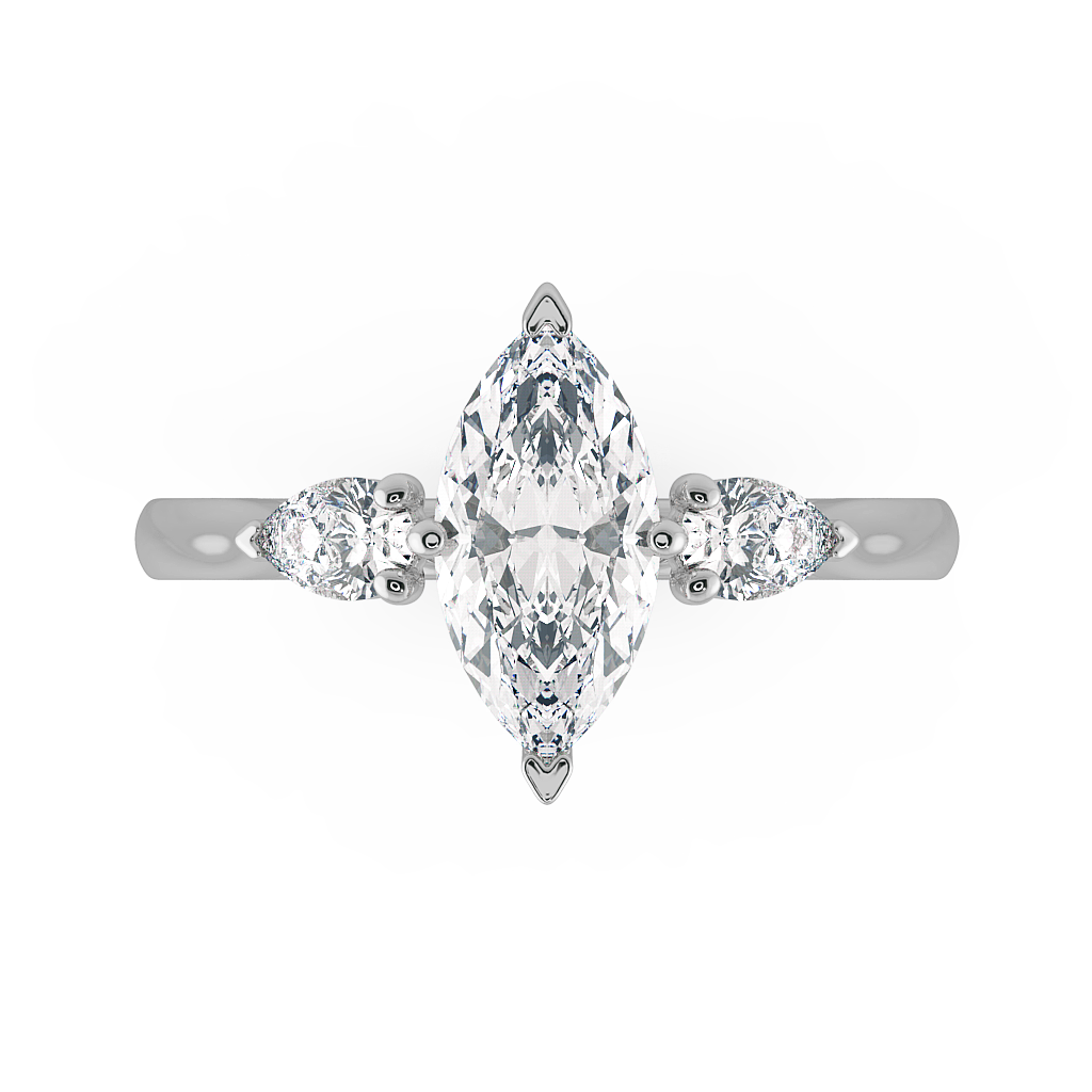 Marquise Three Stone Engagement Rings