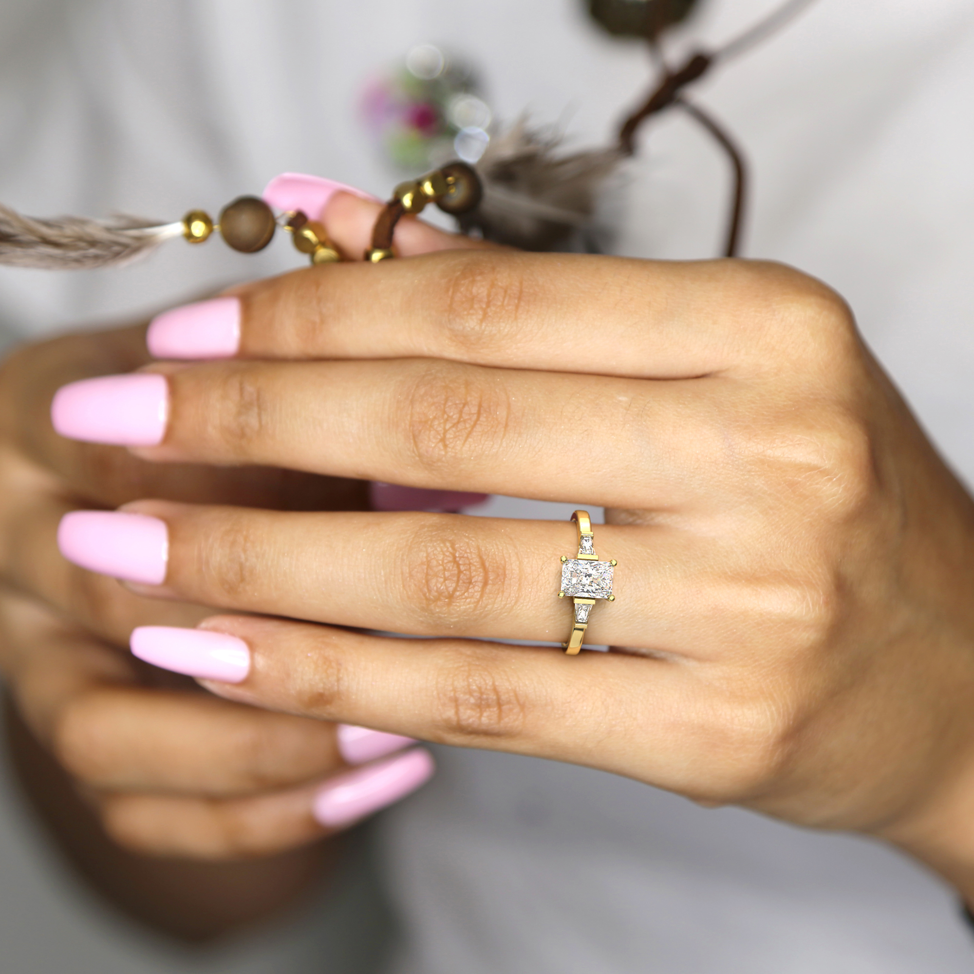 Radiant Three Stone Engagement Rings