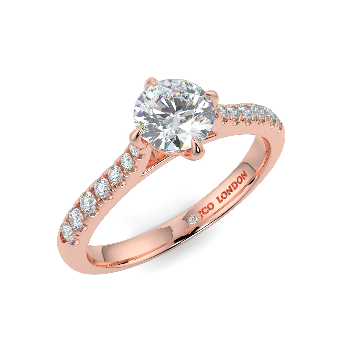 Round Shoulder Diamond  Engagement Rings