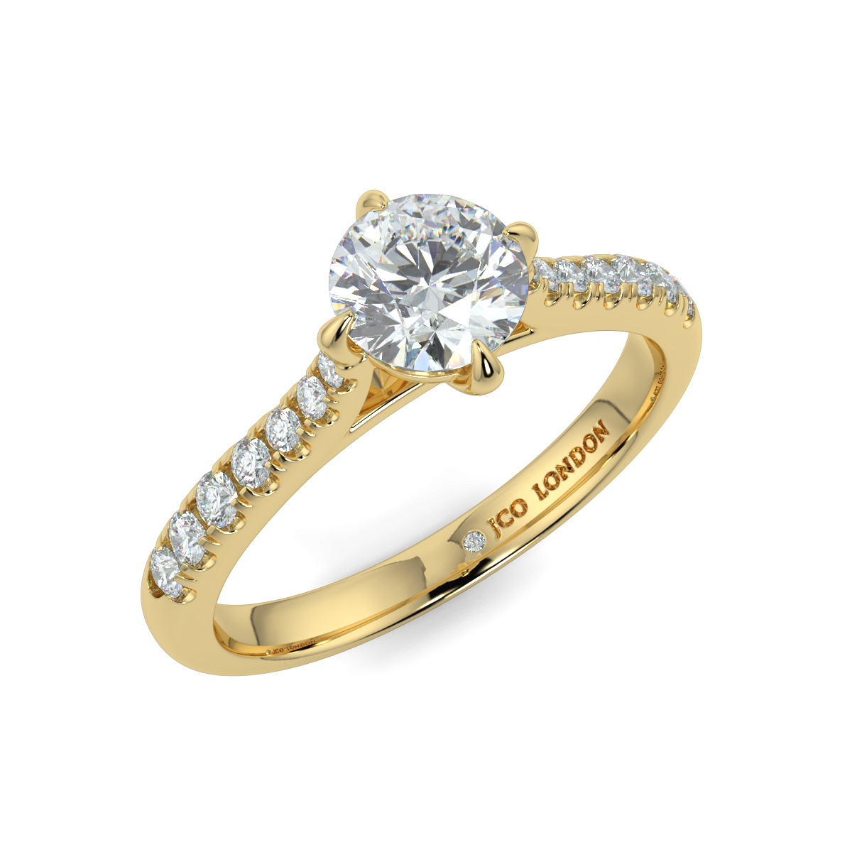 Round Shoulder Diamond  Engagement Rings