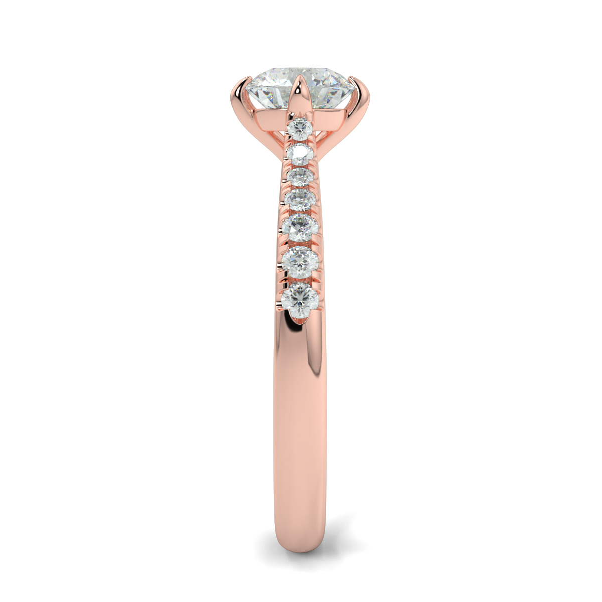 Round Shoulder Diamond  Engagement Rings