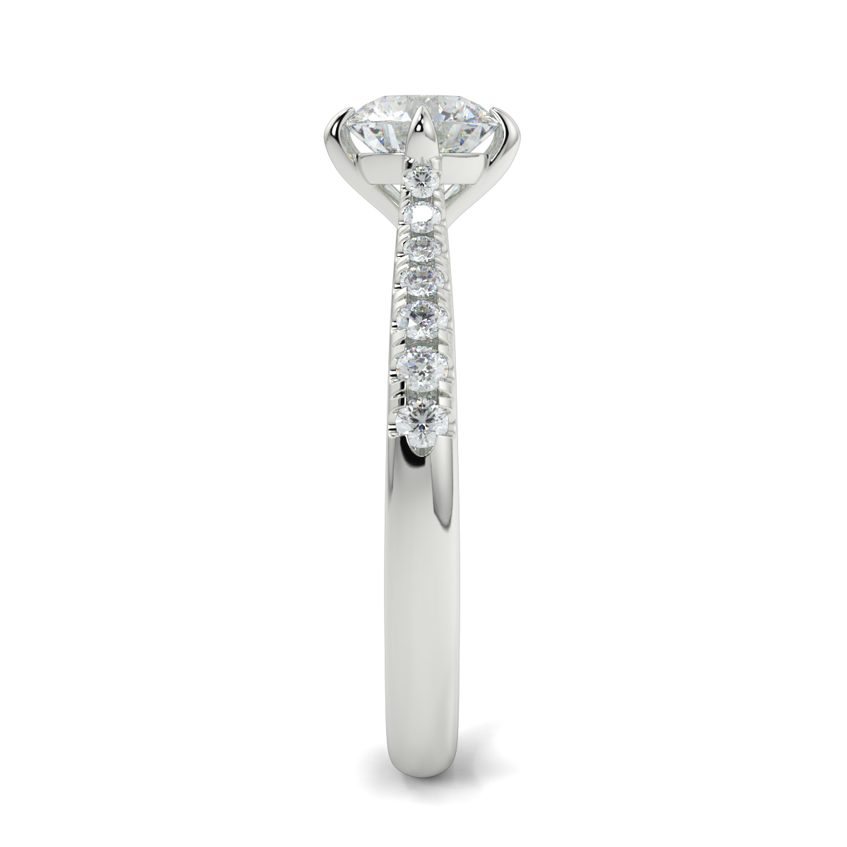 Round Shoulder Diamond  Engagement Rings