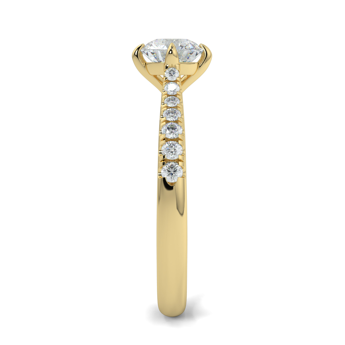 Round Shoulder Diamond  Engagement Rings