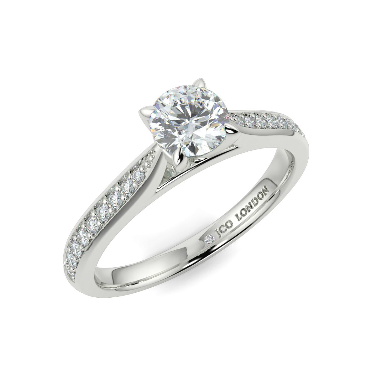 Round Shoulder Diamond  Engagement Rings