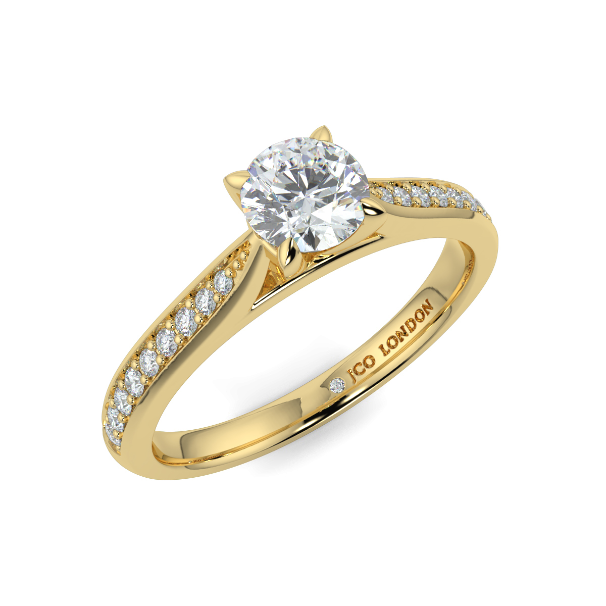 Round Shoulder Diamond  Engagement Rings
