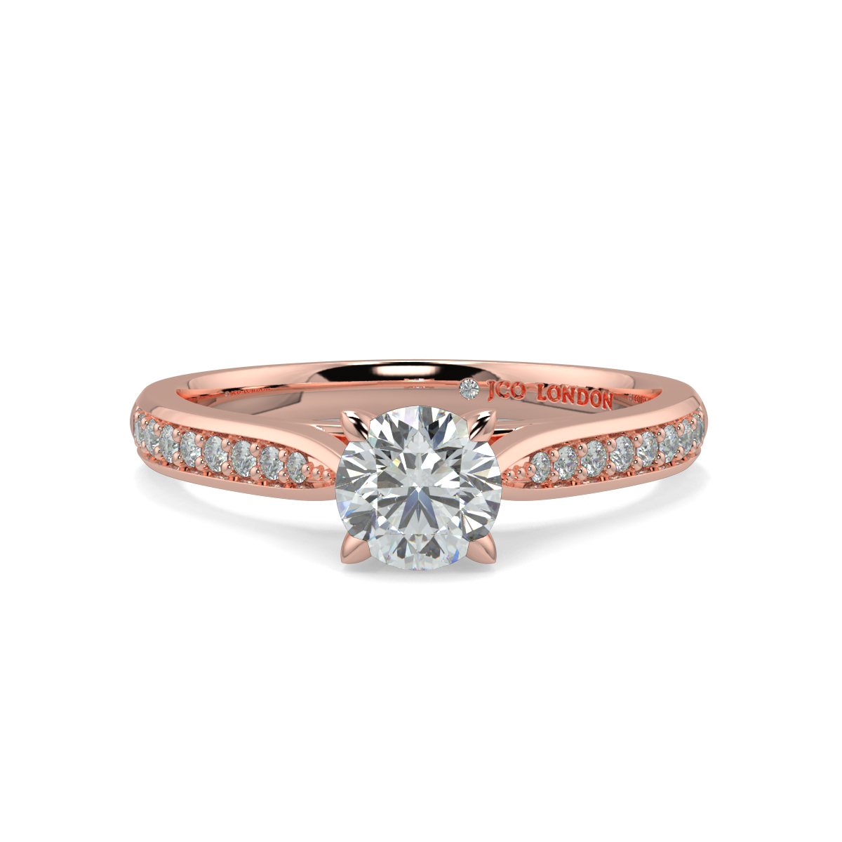 Round Shoulder Diamond  Engagement Rings