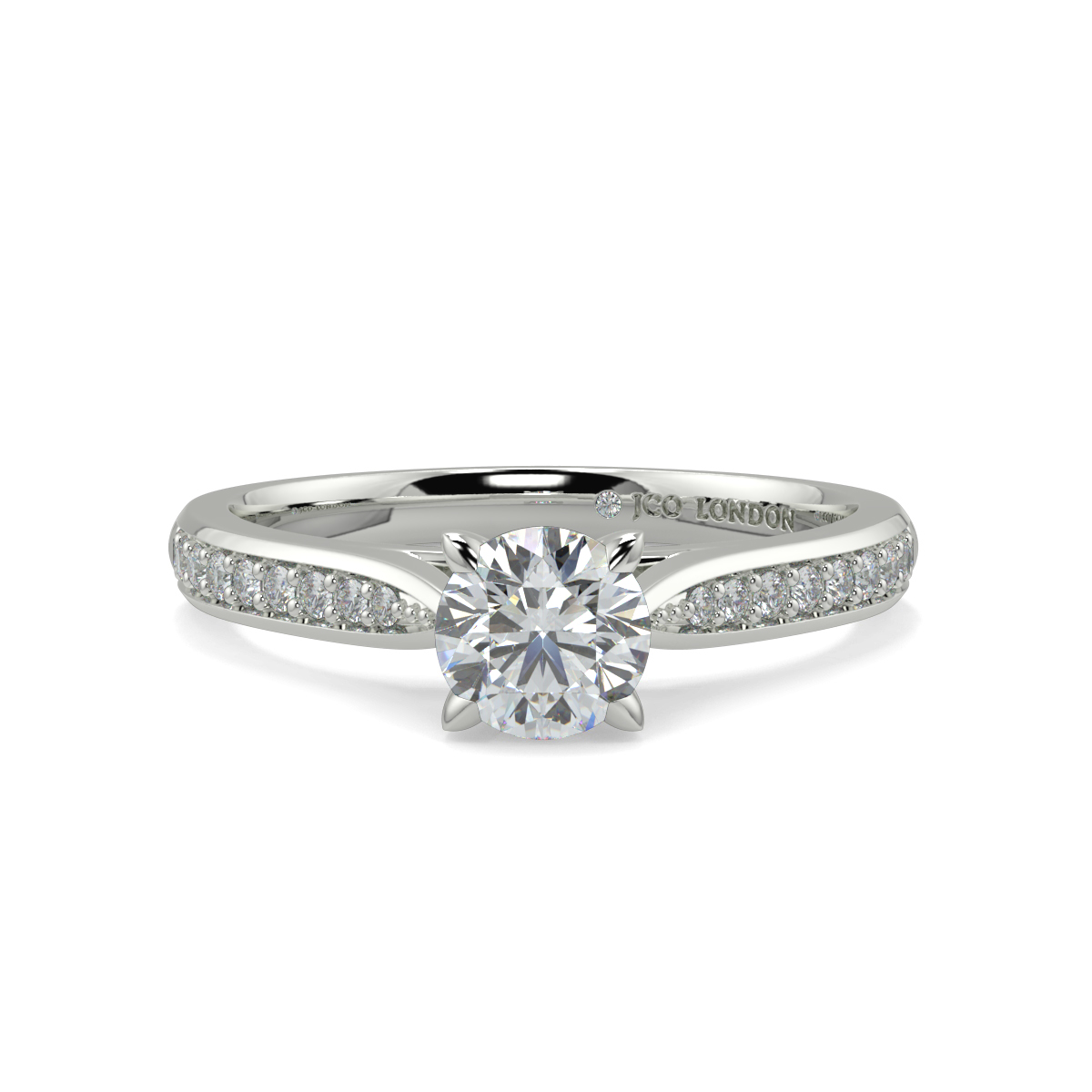 Round Shoulder Diamond  Engagement Rings
