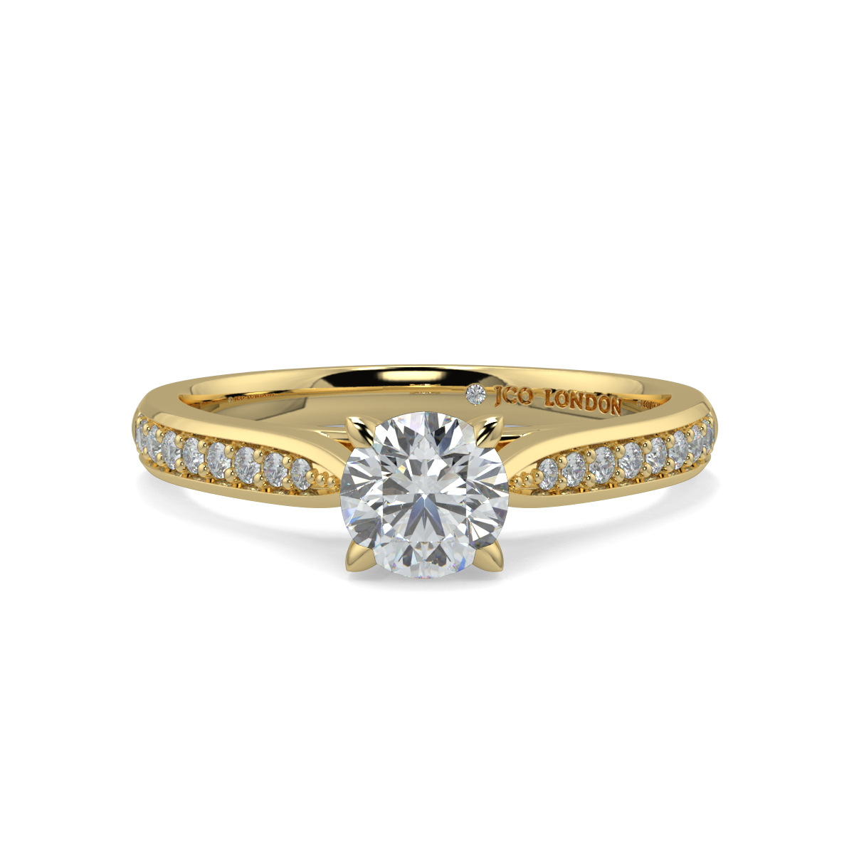 Round Shoulder Diamond  Engagement Rings