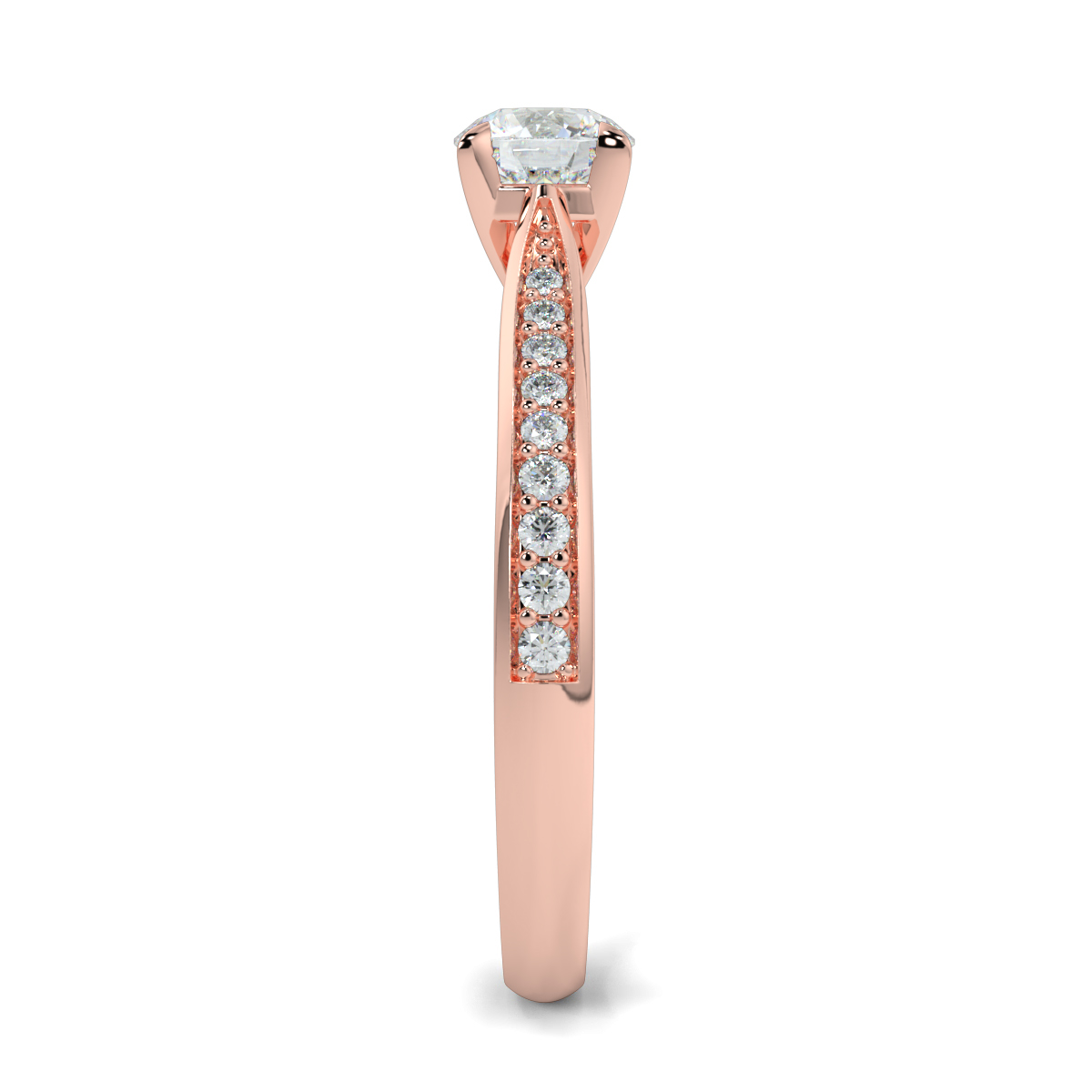 Round Shoulder Diamond  Engagement Rings