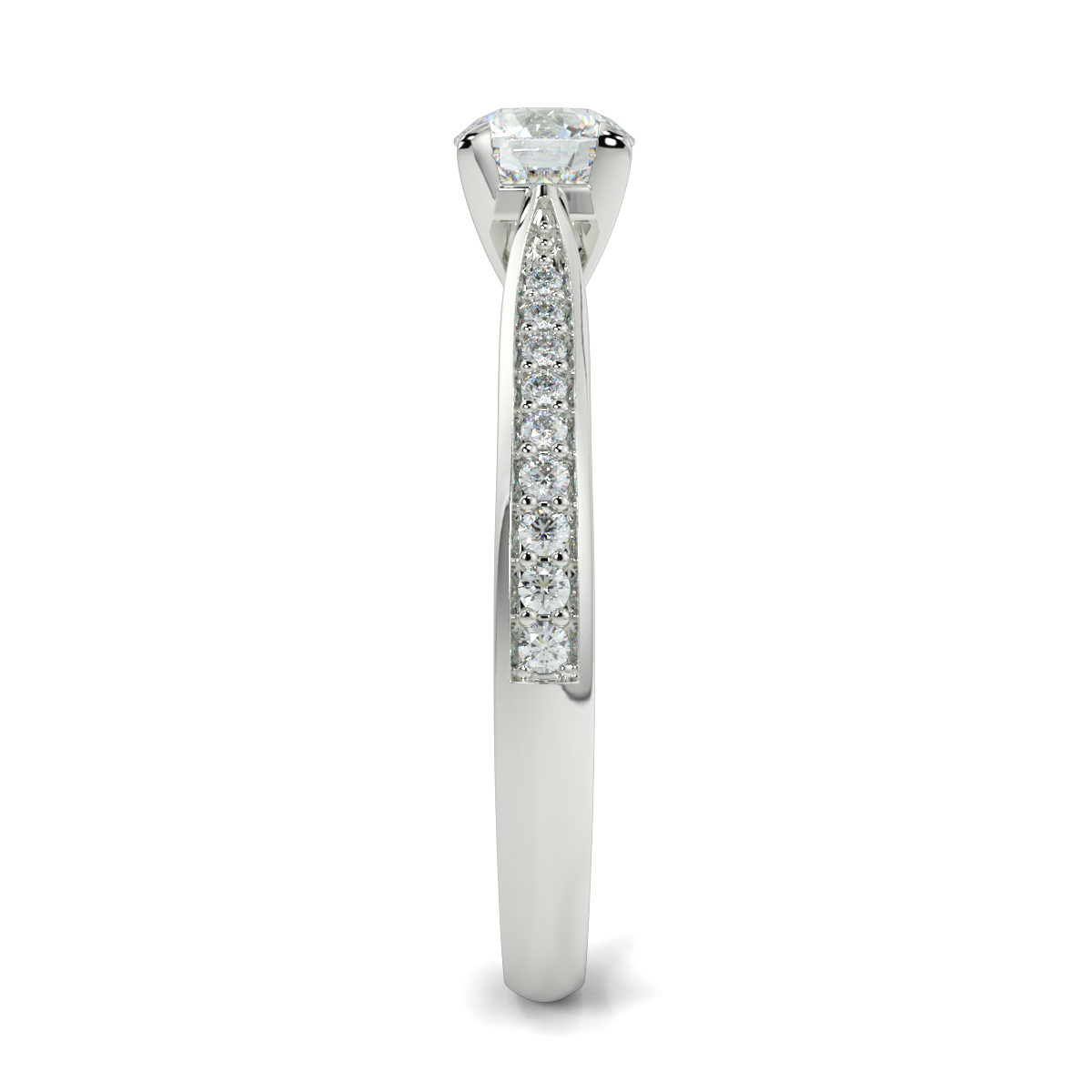 Round Shoulder Diamond  Engagement Rings