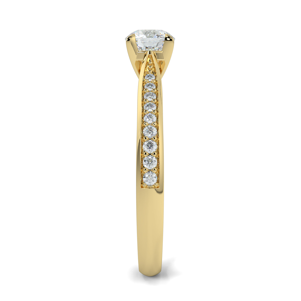 Round Shoulder Diamond  Engagement Rings
