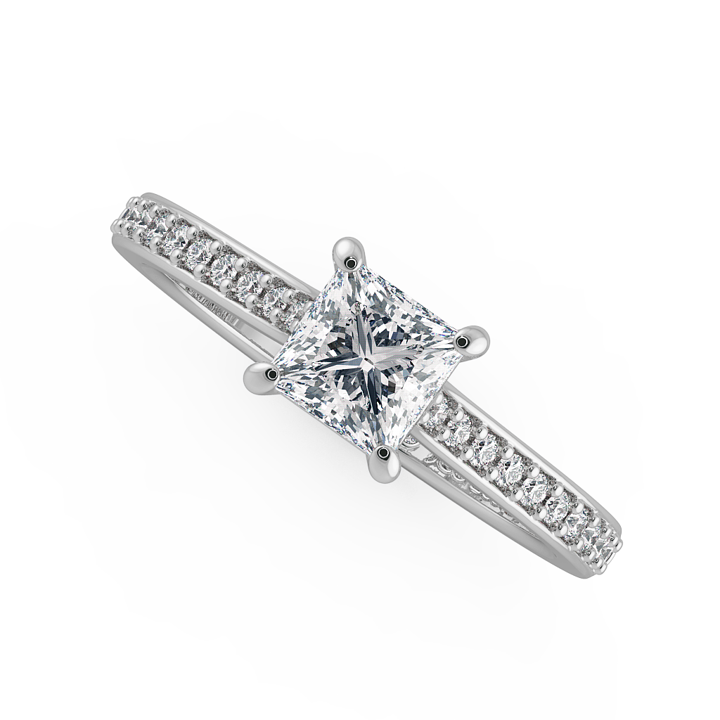 Princess Shoulder Diamond  Engagement Rings