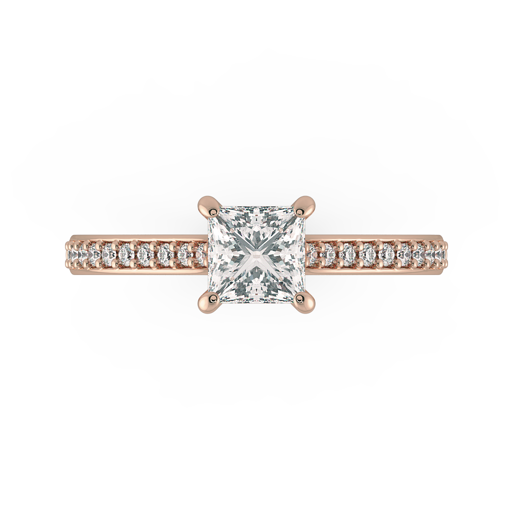 Princess Shoulder Diamond  Engagement Rings