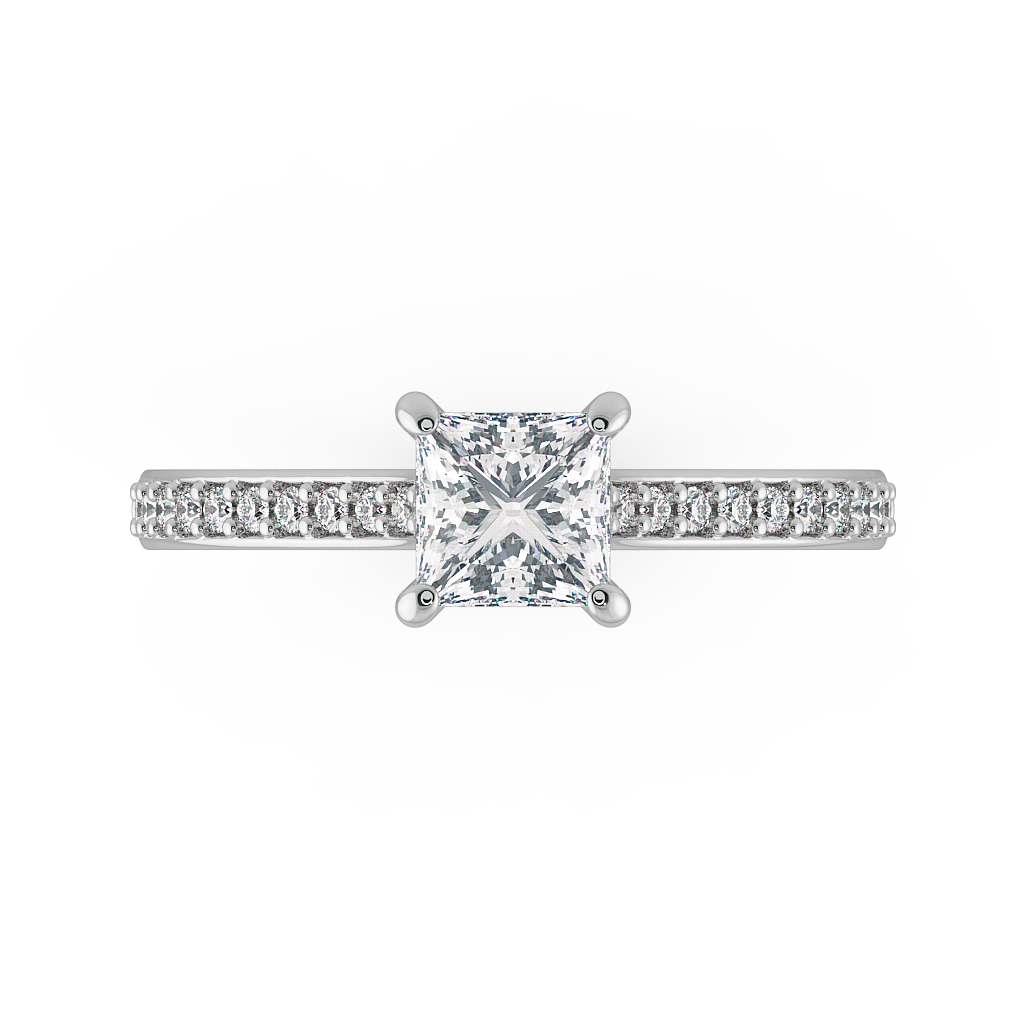 Princess Shoulder Diamond  Engagement Rings