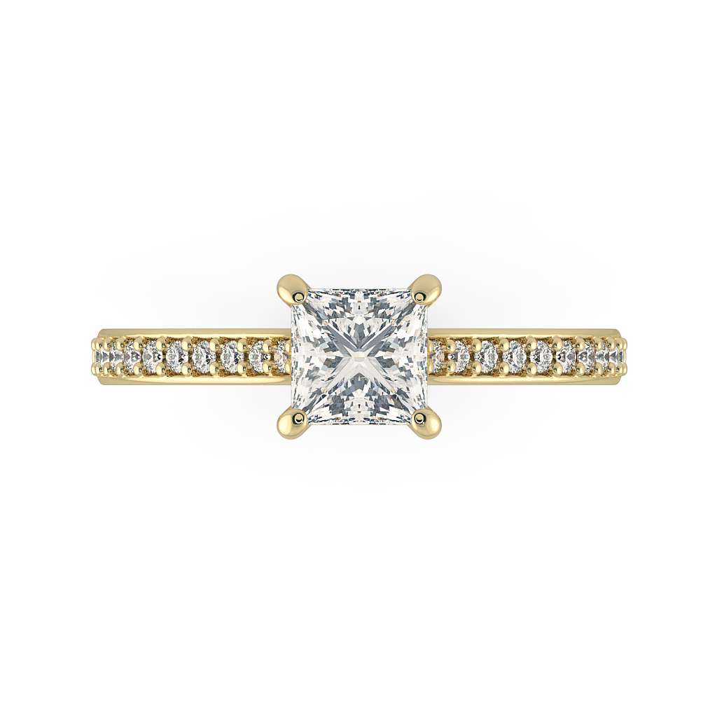 Princess Shoulder Diamond  Engagement Rings