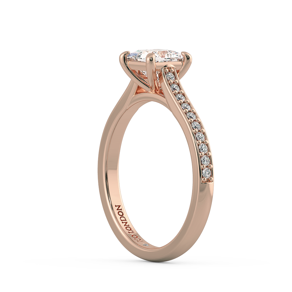 Princess Shoulder Diamond  Engagement Rings