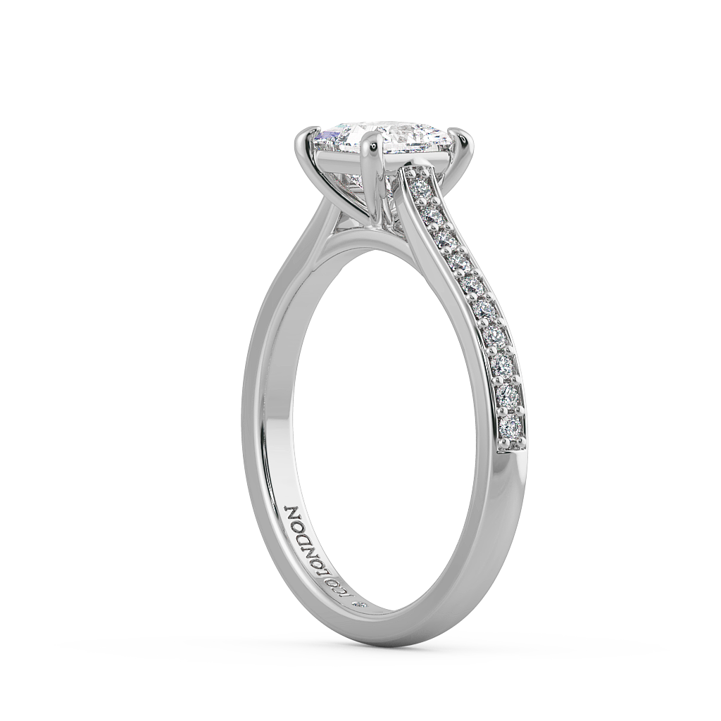 Princess Shoulder Diamond  Engagement Rings