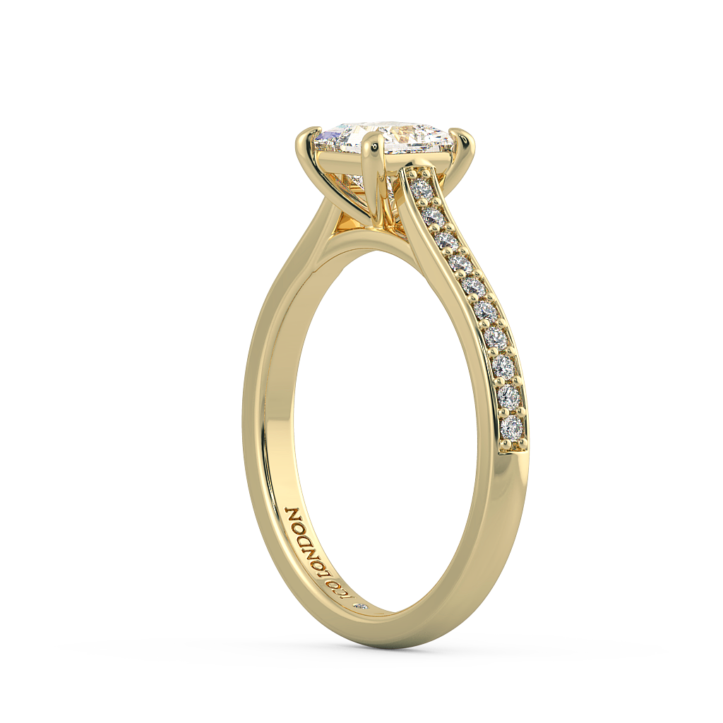 Princess Shoulder Diamond  Engagement Rings