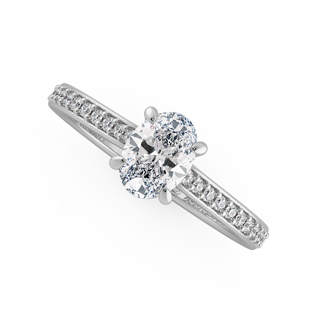 Oval Shoulder Diamond  Engagement Rings