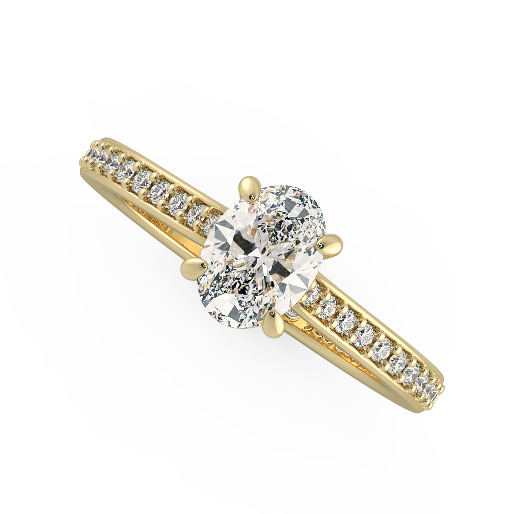 Oval Shoulder Diamond  Engagement Rings