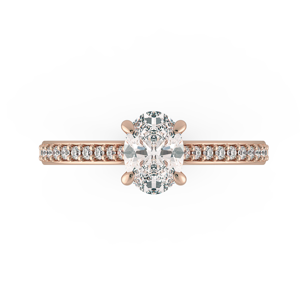 Oval Shoulder Diamond  Engagement Rings