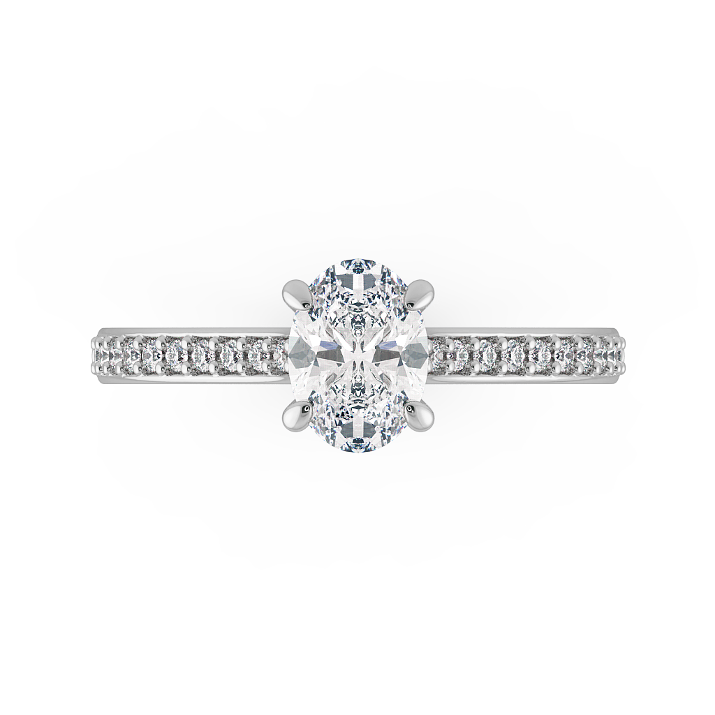 Oval Shoulder Diamond  Engagement Rings