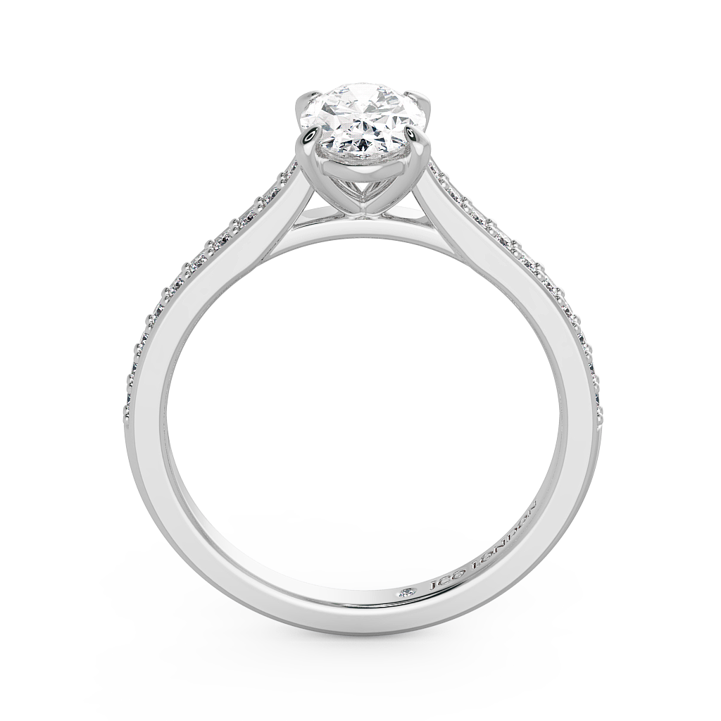 Oval Shoulder Diamond  Engagement Rings