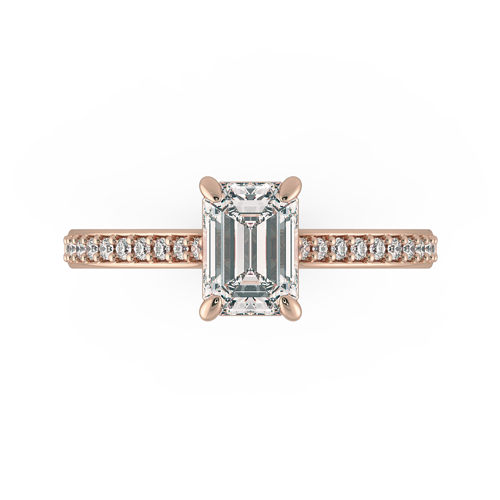 Emerald Shoulder Diamond  Engagement Rings