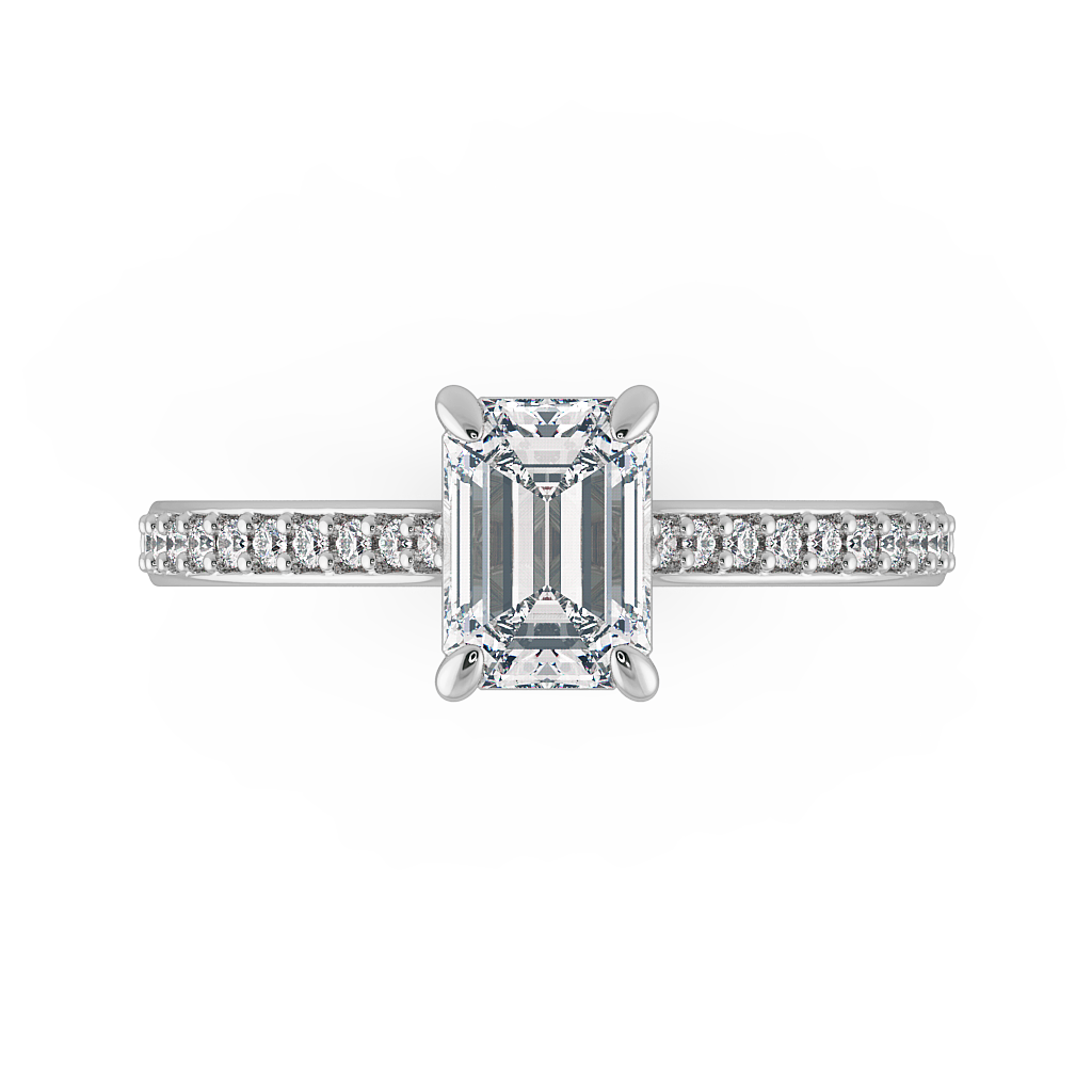 Emerald Shoulder Diamond  Engagement Rings