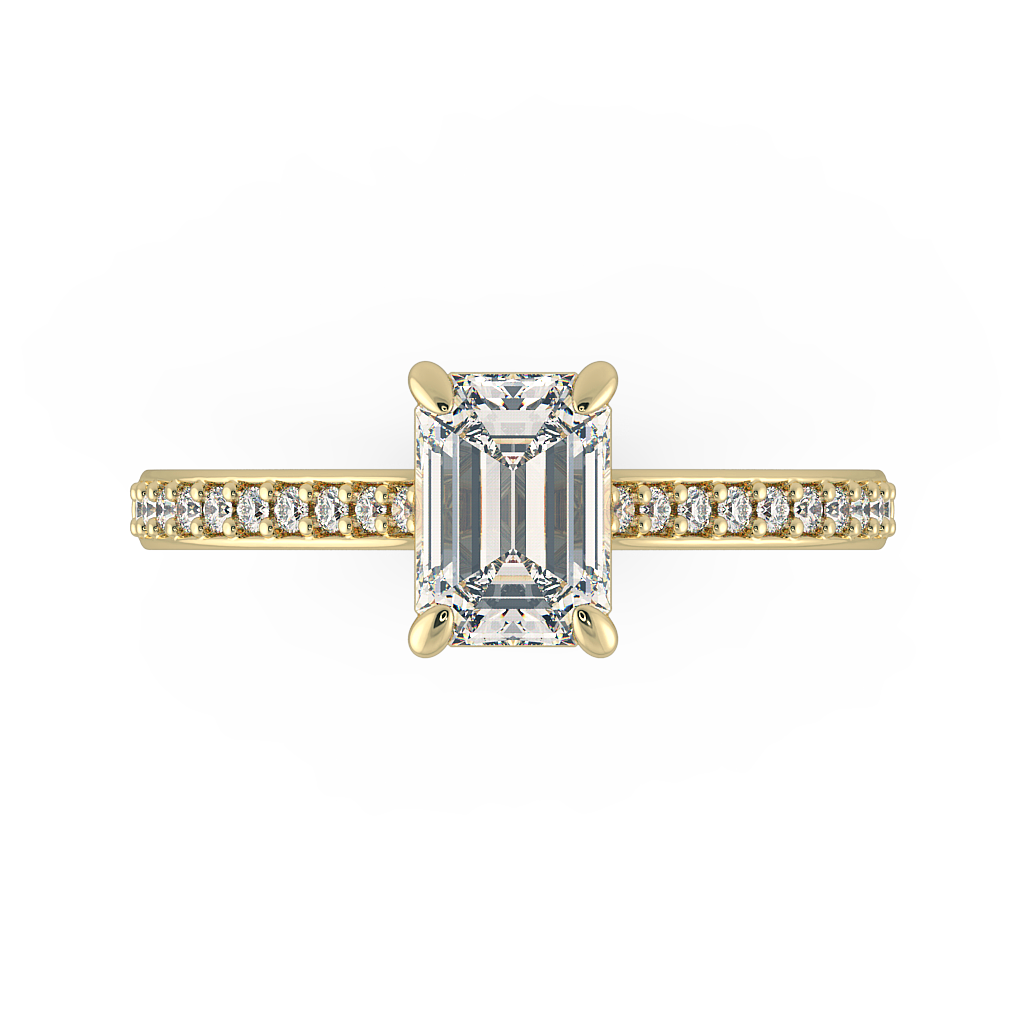 Emerald Shoulder Diamond  Engagement Rings