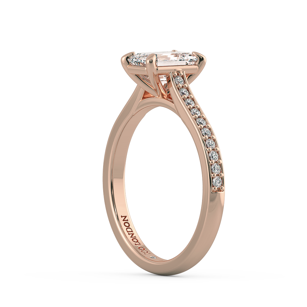 Emerald Shoulder Diamond  Engagement Rings