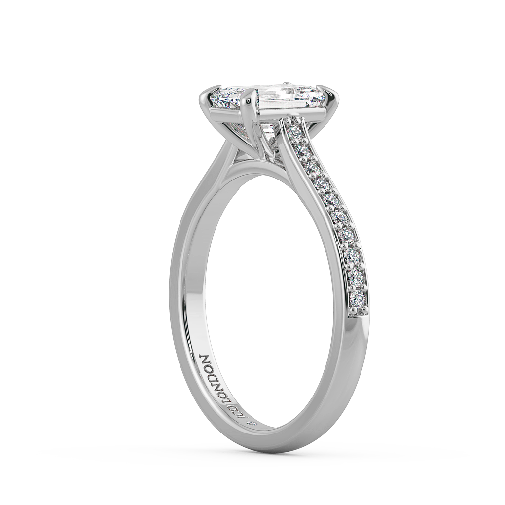 Emerald Shoulder Diamond  Engagement Rings