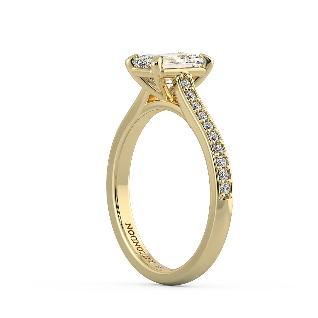 Emerald Shoulder Diamond  Engagement Rings