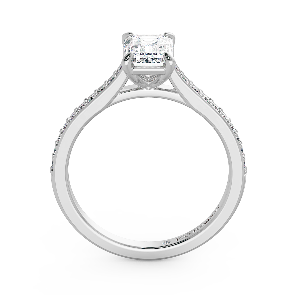 Emerald Shoulder Diamond  Engagement Rings
