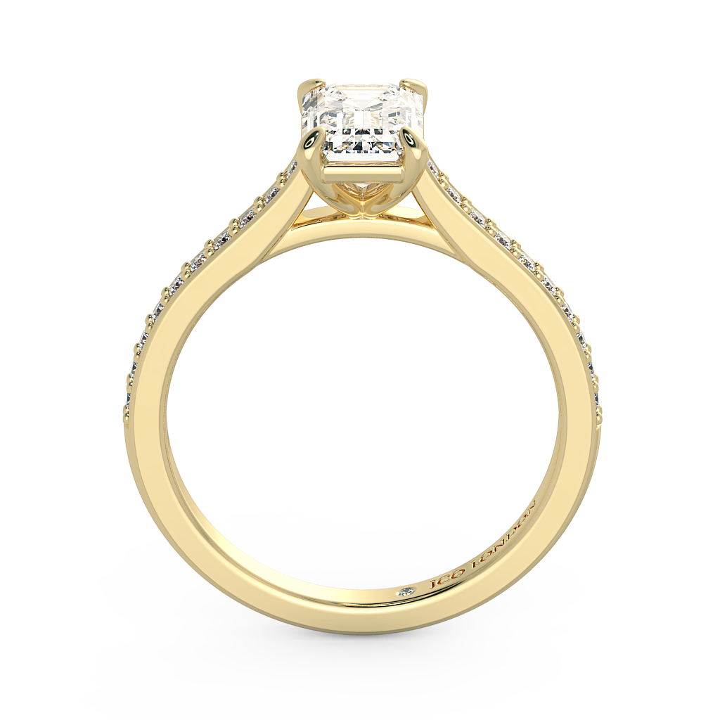 Emerald Shoulder Diamond  Engagement Rings