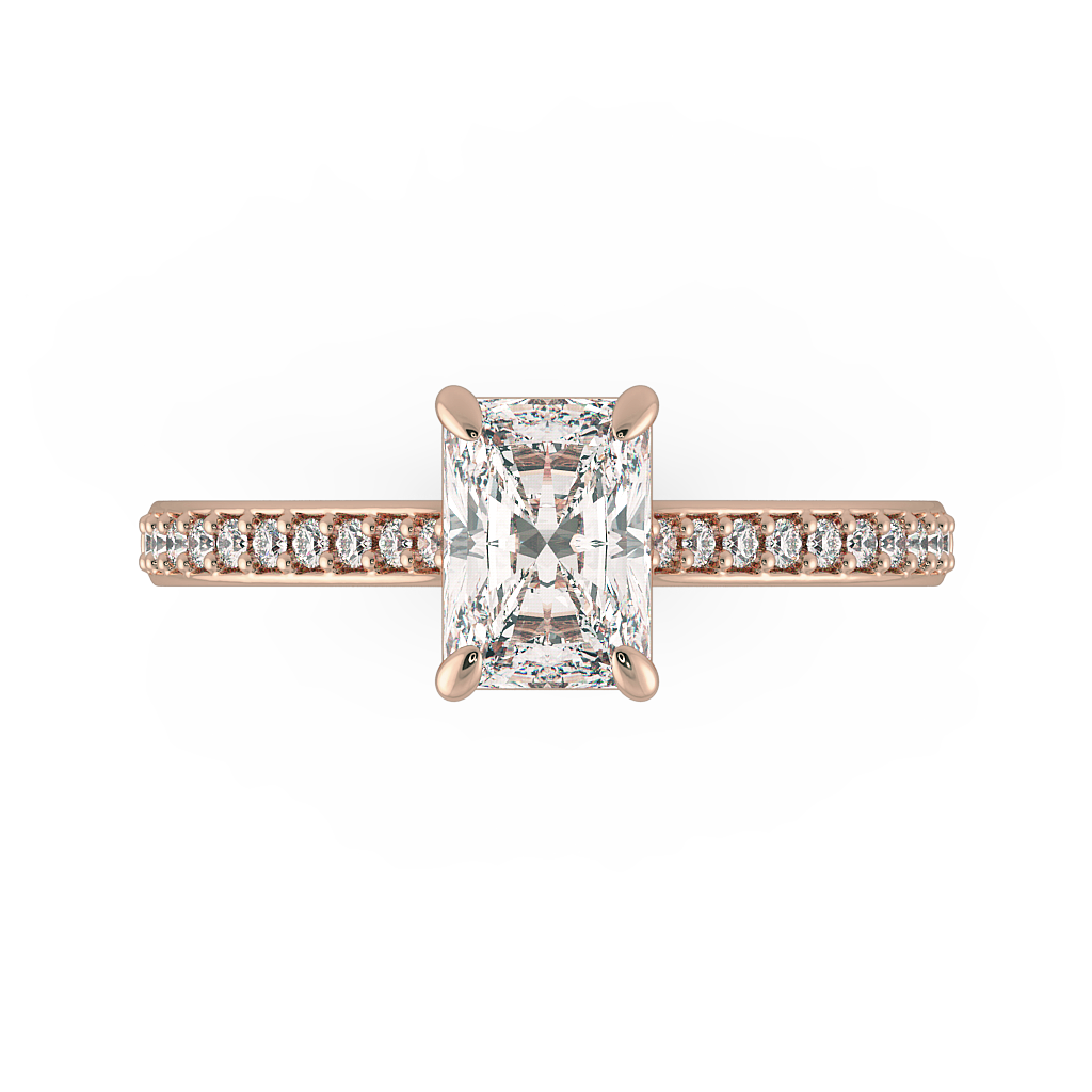 Radiant Shoulder Diamond  Engagement Rings
