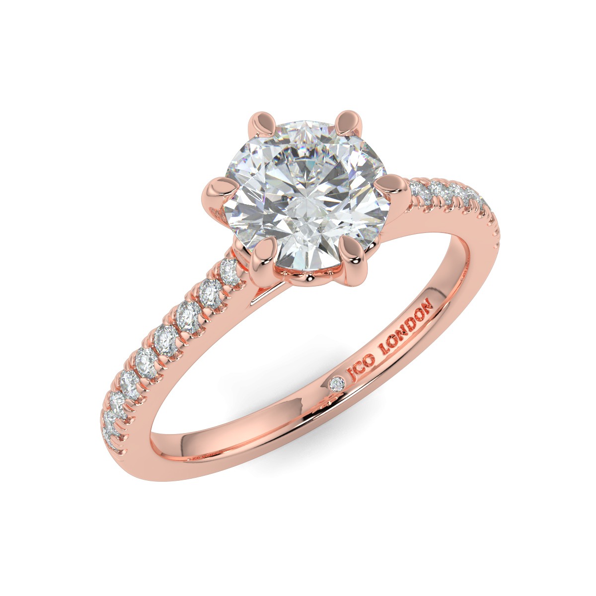 Round Shoulder Diamond  Engagement Rings