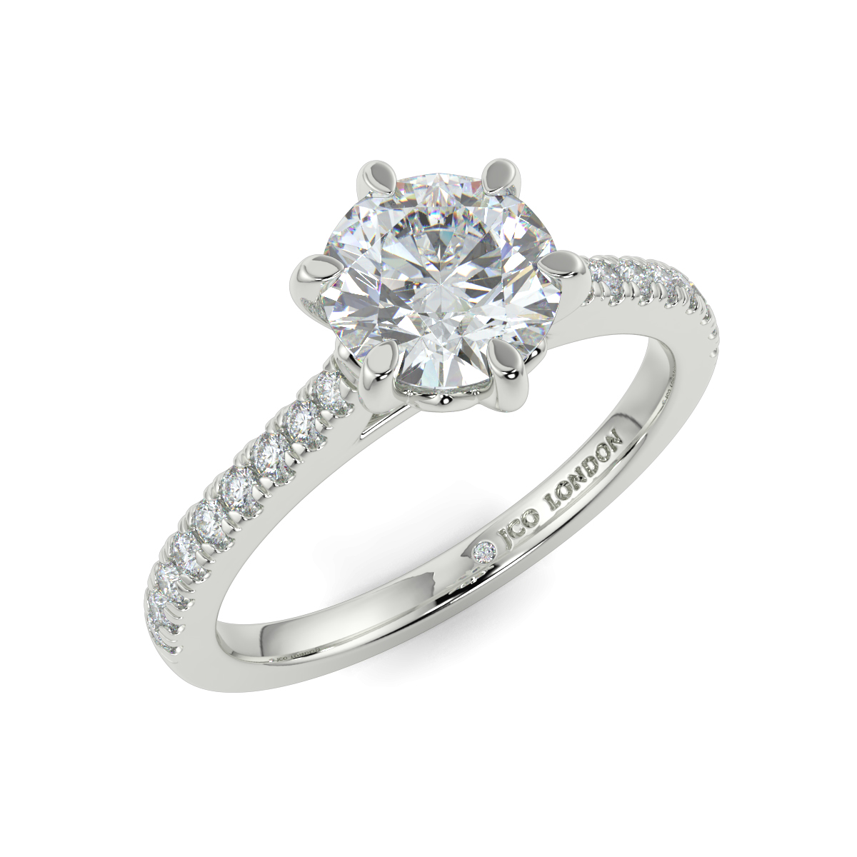 Round Shoulder Diamond  Engagement Rings