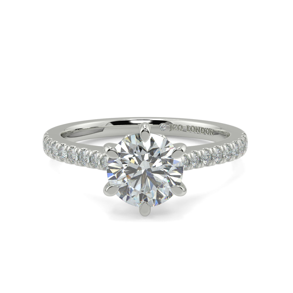 Round Shoulder Diamond  Engagement Rings