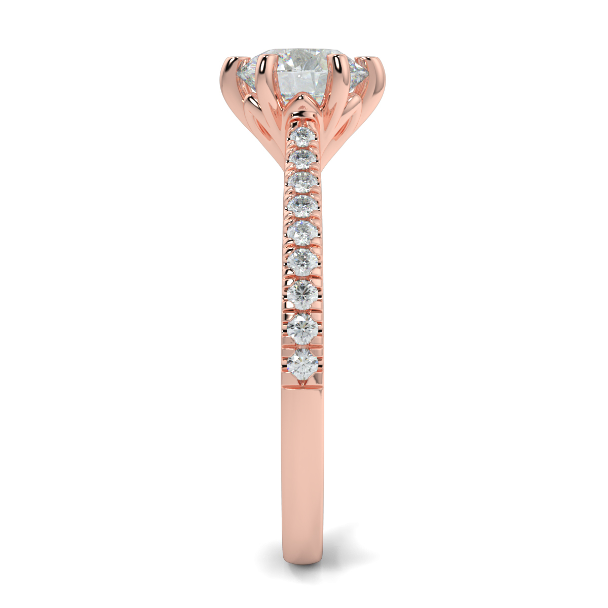 Round Shoulder Diamond  Engagement Rings