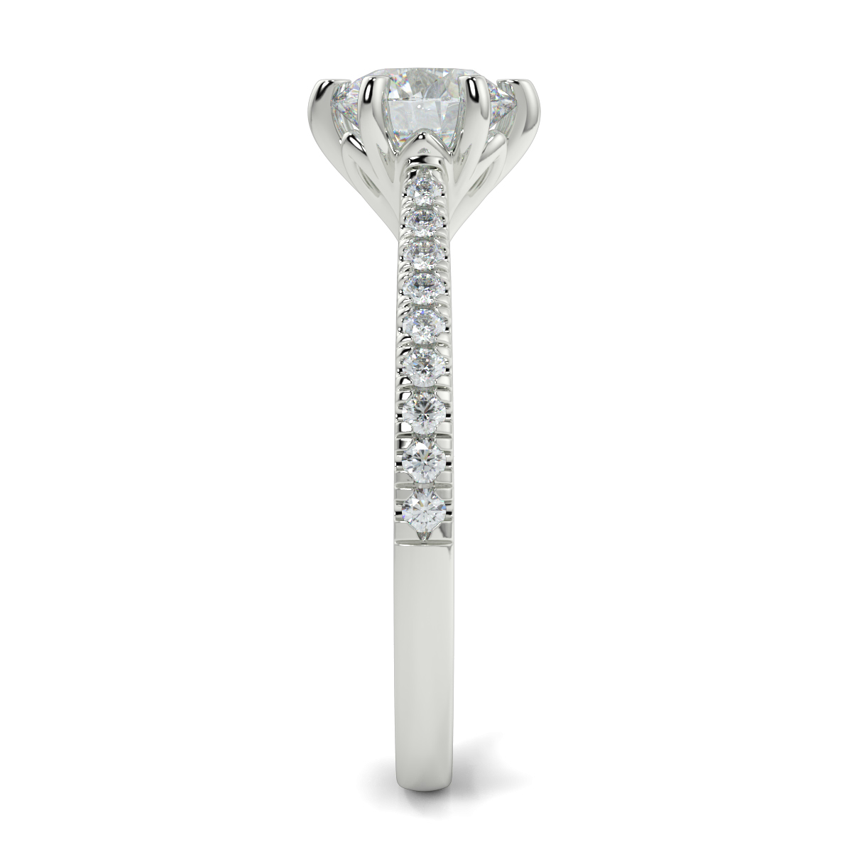 Round Shoulder Diamond  Engagement Rings